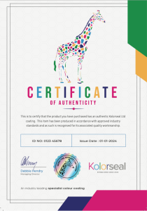Kolorseal Certificate of Authenticity